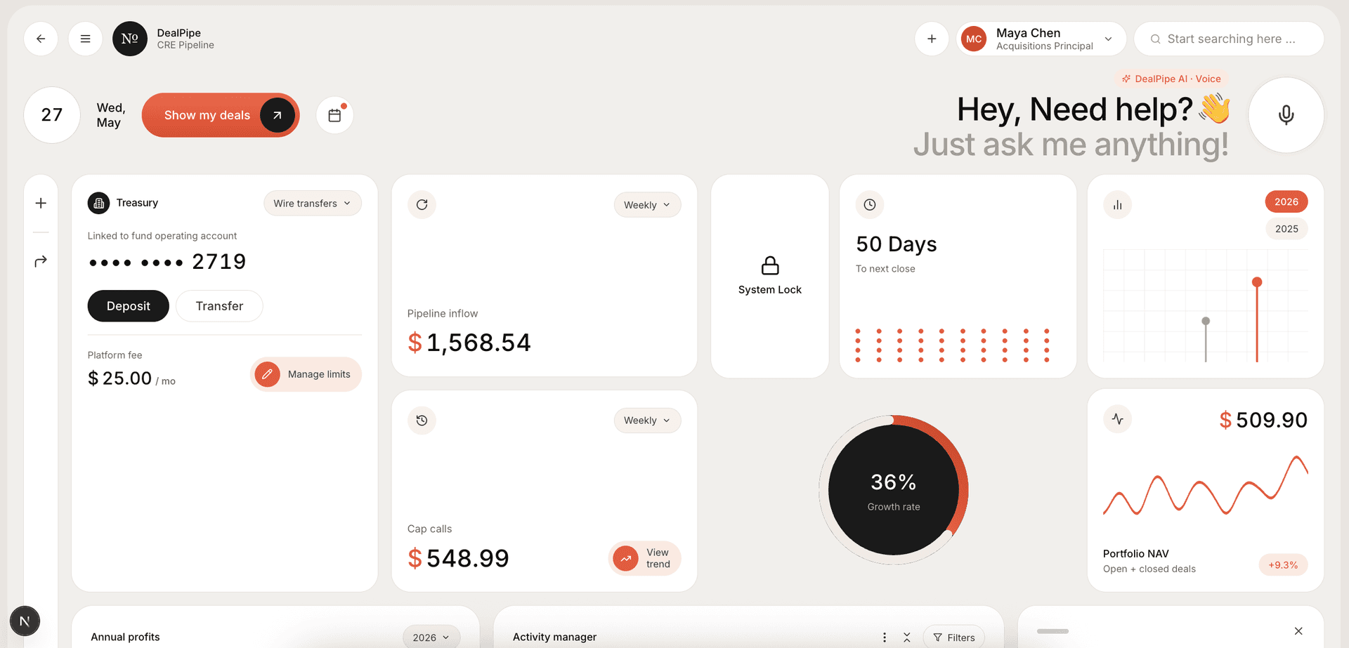 DealPipe — AI-Native CRE SaaS — Deal Pipeline, Fund Operations & Embedded Voice Assistant for Acquisitions Teams