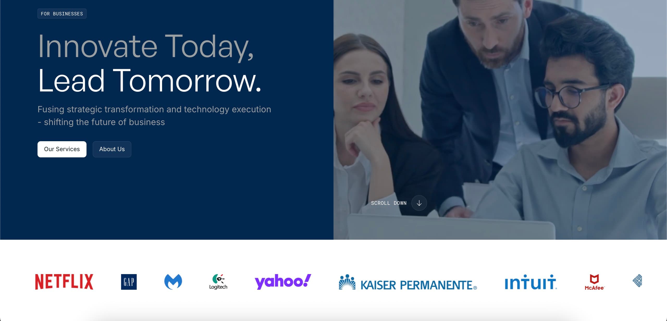 StrataFusion Group — Duda to Webflow migration and conversion focused redesign for a Silicon Valley consulting firm